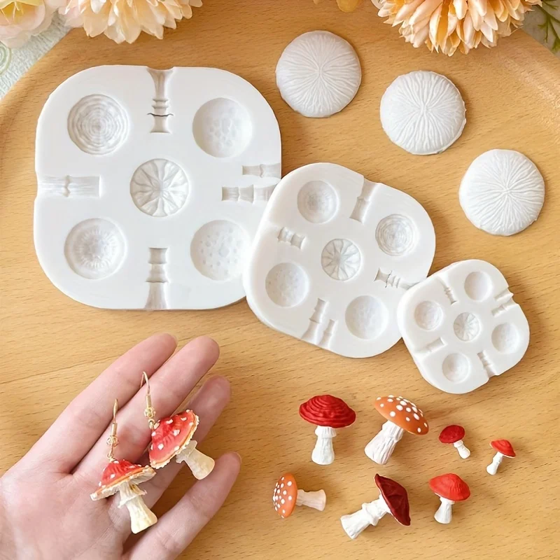 

3pcs Mushroom Polymer Clay Silicone Molds 5 style 3 Sizes Mushroom Autumn Polymer Clay Tools Christmas Gifts Resin Liquid Molds