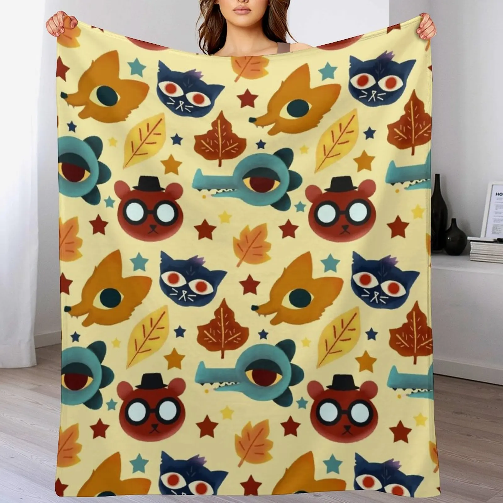 

Night in the Woods Fall Pattern Throw Blanket Kid'S warm for winter Luxury Thicken Blankets