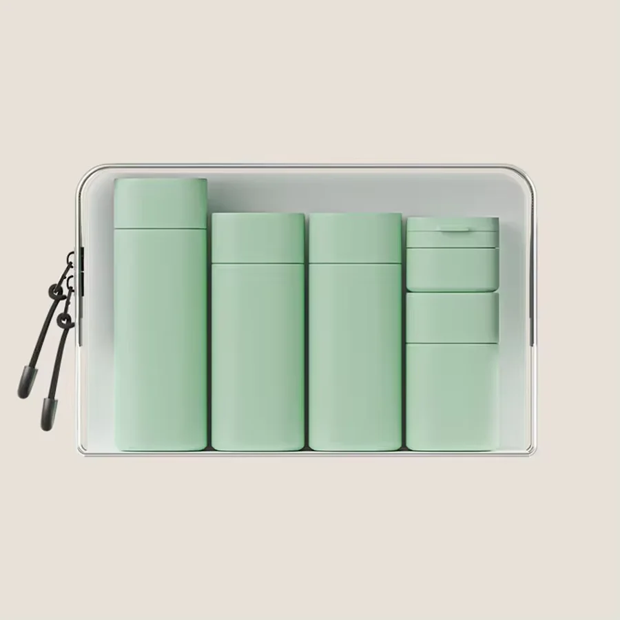 Set di bottiglie dispenser da viaggio per crema morbida al tatto portatile da 5 colori multipli per lozione, detergente, shampoo