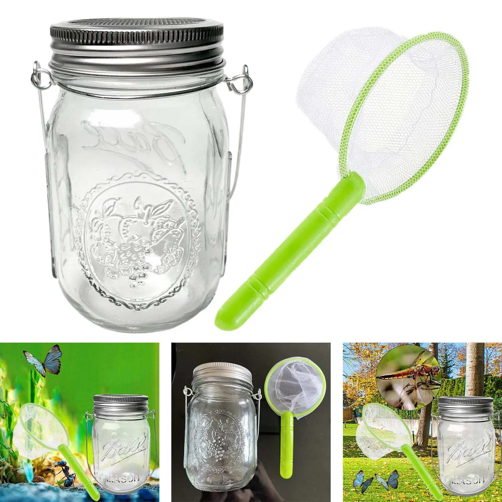 explorer Kit, Jar with Lid and Handle Nature Exploration Observing Butterfly Catching Kit for Kids Children Boys Girls Gifts