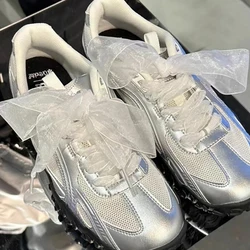 1Pair 2.5cm Widened Transparent Chiffon Organza Shoelaces 120cm Length Bowknot Beauty Sneaker Sport Shoes White Shoes Laces