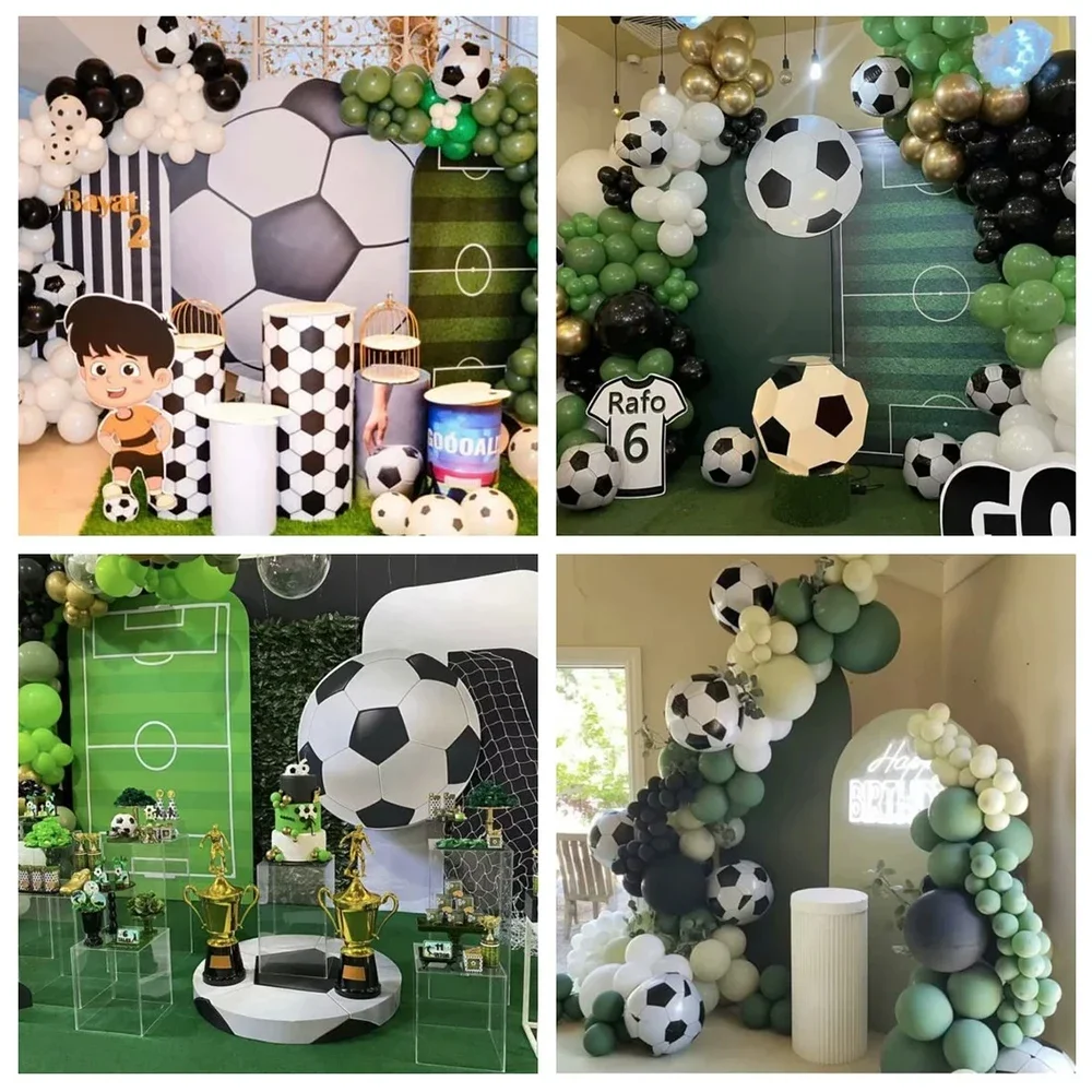 Mocsicka قوس خلفية يغطي ملعب كرة القدم حفلة عيد ميلاد خطوط سوداء قوس حامل غطاء للبنين استحمام الطفل كرة القدم الهدف