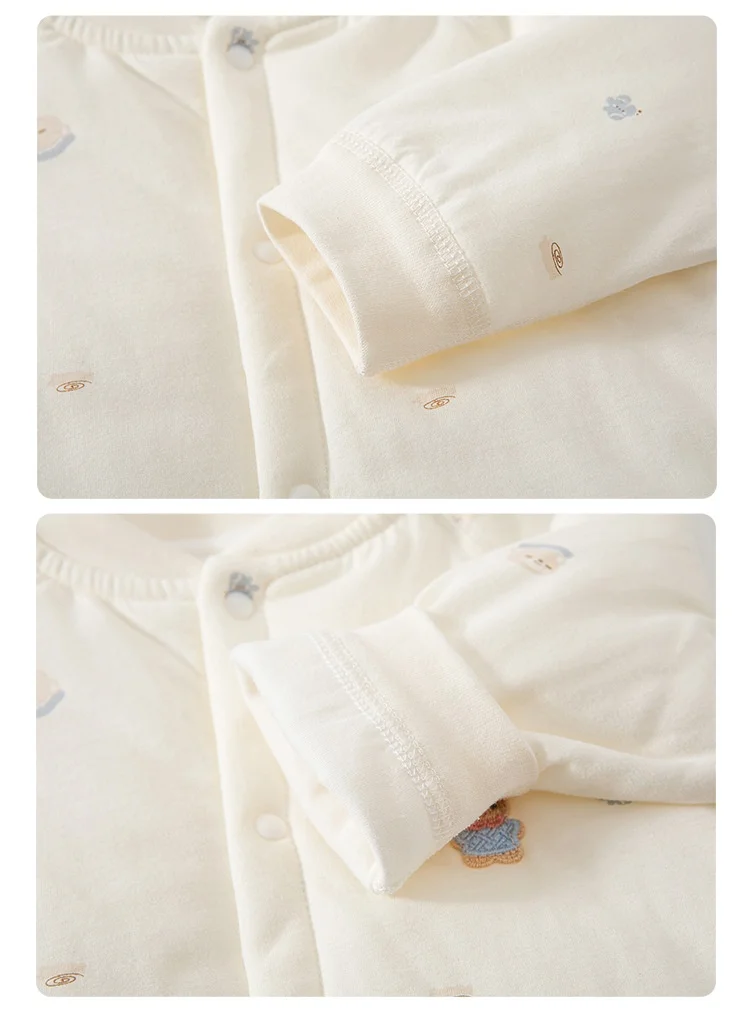 Herbstlicher Casual-Baby-Body mit Blumenmuster, Langarm-Jumpsuit für Jungen und Mädchen, Gefütterter Warmer Einteiler für Säuglinge – Detail 7