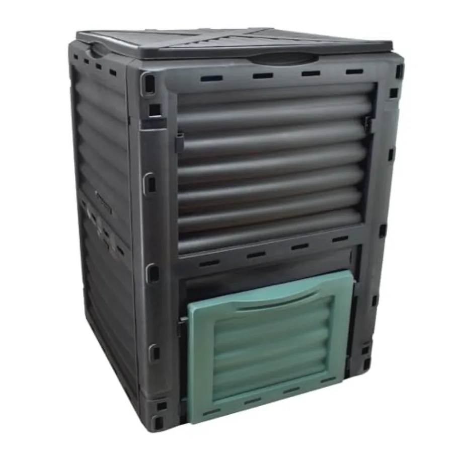 Outdoor Large Standing Garden Composter, 80 Gal - 300L, recycled plastic, black, odor-free ventilation system