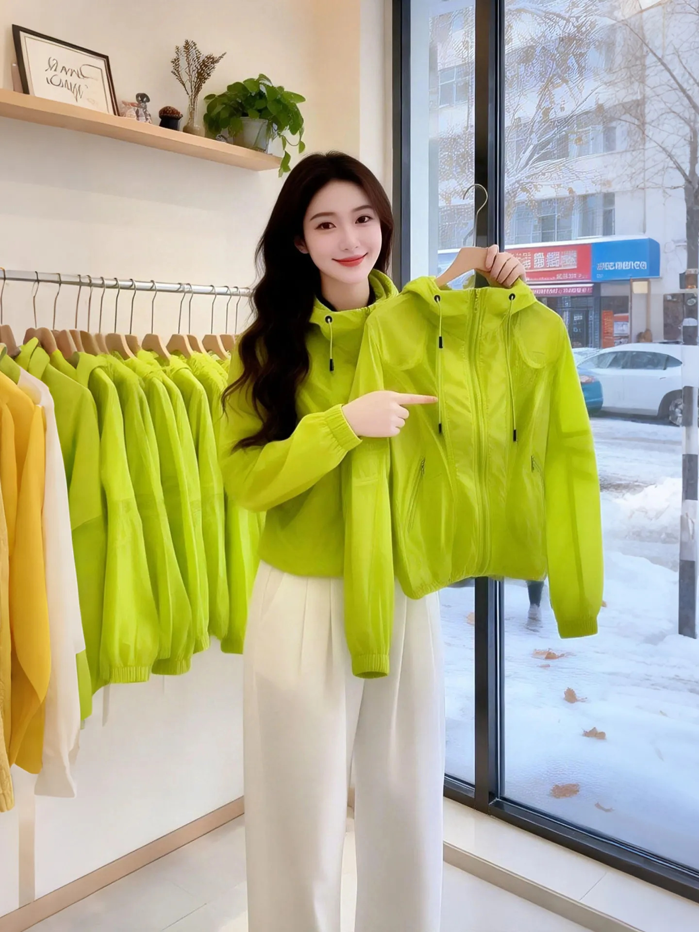 

Women's Summer Loose Long Sleeve Sun Protection Clothes Casual Commute Style Breathable Mesh Splicing Design Fashionable Top