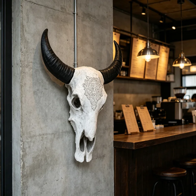 Vintage cow skull resin hanging, living decoration, background wall decor, home room ornament