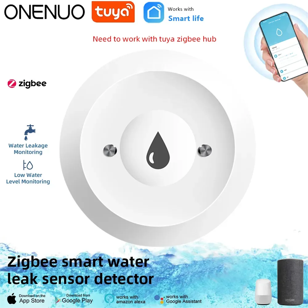 

Смарт-датчик утечки воды ONENUO Tuya ZigBee, Wi-Fi детектор утечки воды, с сигнализацией об утечке, интеллектуальное управление жизнью, работает со шлюзом Zigbee