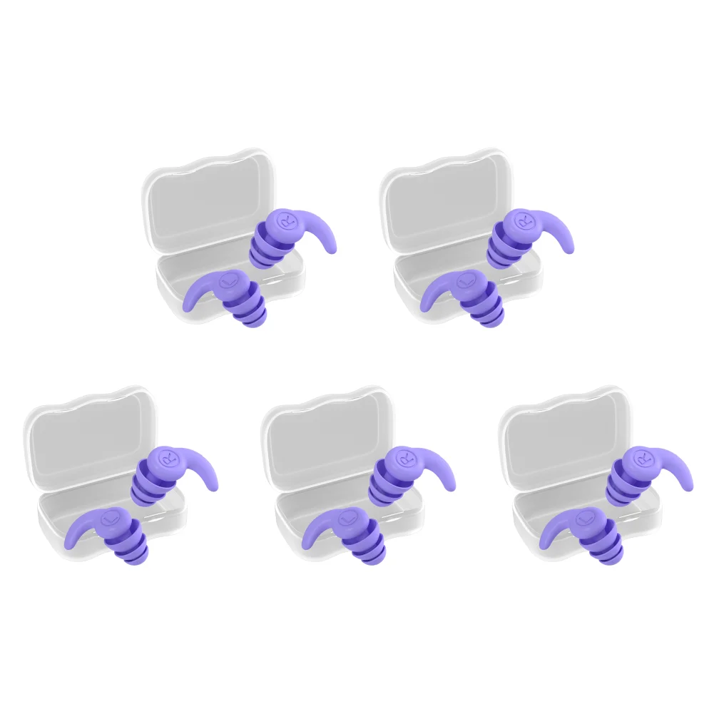 1 Pair Silicone Earplug Reduction 3 Layers for 5-12 Year Old Children (Purple)