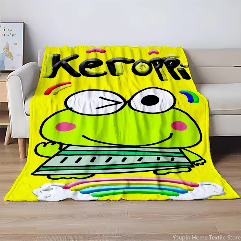 

Sanrio Keroppi Summer Winter Childrens Adult Soft Flannel Blanket Fluffy Baby Kids Plush for Bedroom Travel Office Cover Blanket