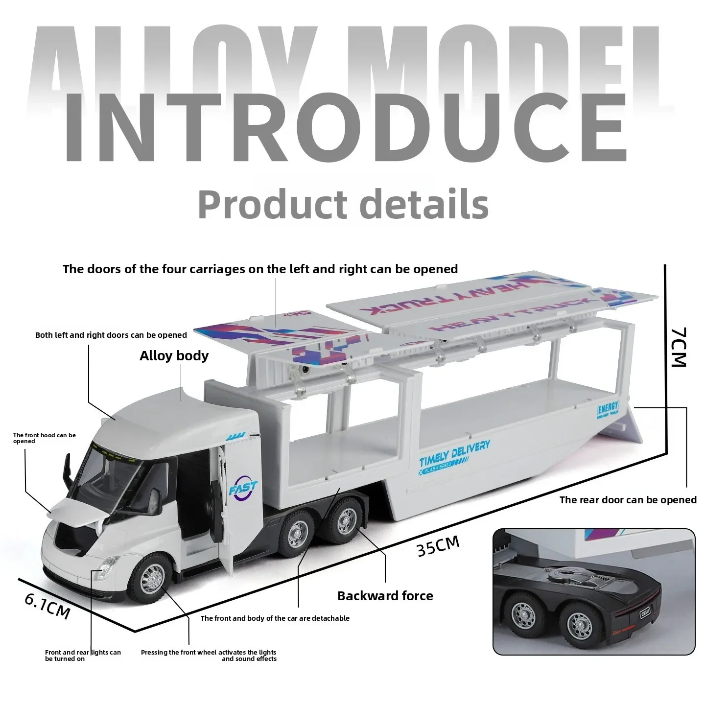 รถบรรทุกจำลองโลหะผสม 1:32 พร้อมเสียงและแสง ของเล่นวิศวกรรมขนส่ง ของเล่นเด็กผู้ชาย ของสะสมเด็ก ของขวัญ