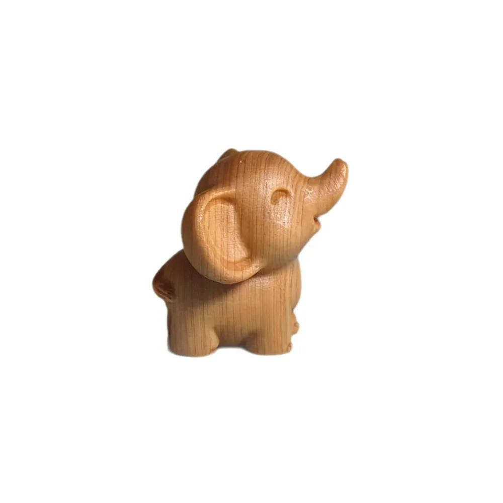 Intricately Carved Hand-Carved Elephant Mini Solid Wood Elephant Figurines Cute Decorative Wooden Elephant Statues Desktop Decor