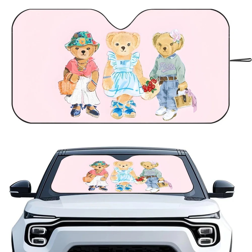 

Teddy Bear Happy Anime Car SunSha Heat-insulating Aluminum Film Windshield Sunshas UV Rays Blocks Car Sun Visor Protector
