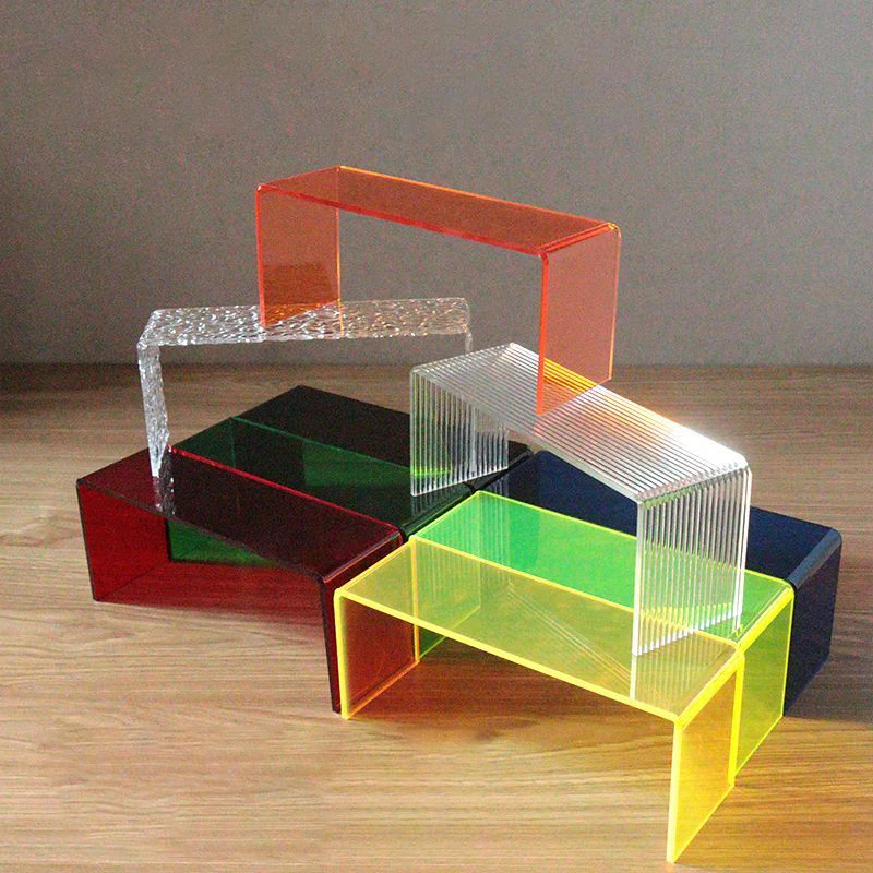 Color Acrylic Display Riser Rack Plexiglass Shoe Bracket Jewelry  Display Shelf Desktop Stand Divider Showcase Fixture Makeups