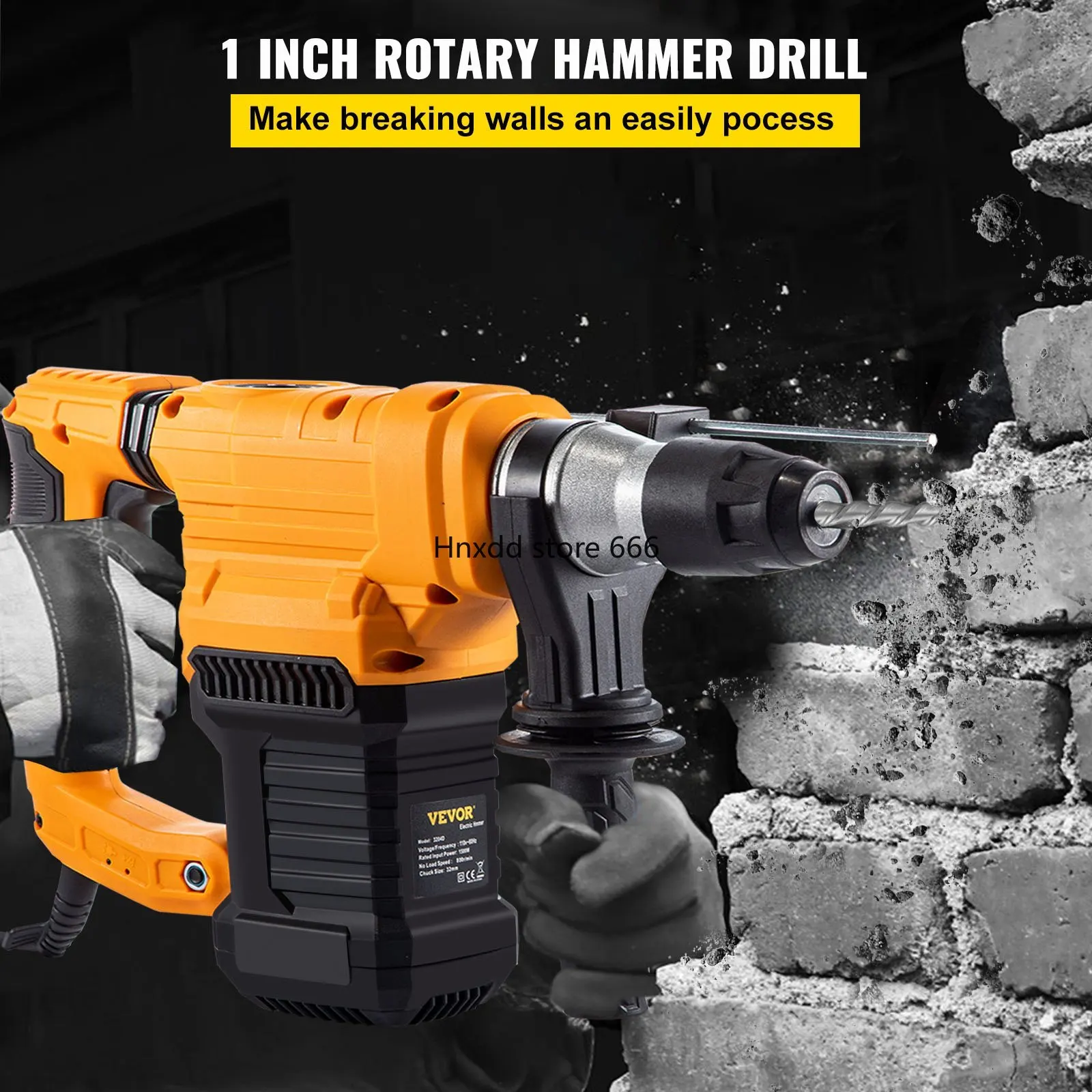 Rotary Hammer 9.5A 1050W Variable Speed 0-850RPM Corded Hammering Machine 1\