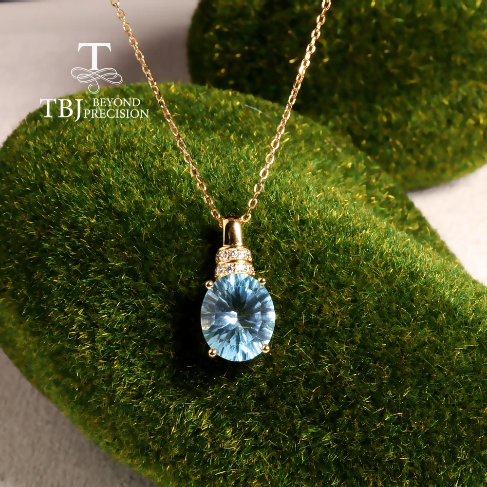 

Exquisite jewelry with natural sky blue Topaz gems sterling silver pendant necklace for women's daily wear gift