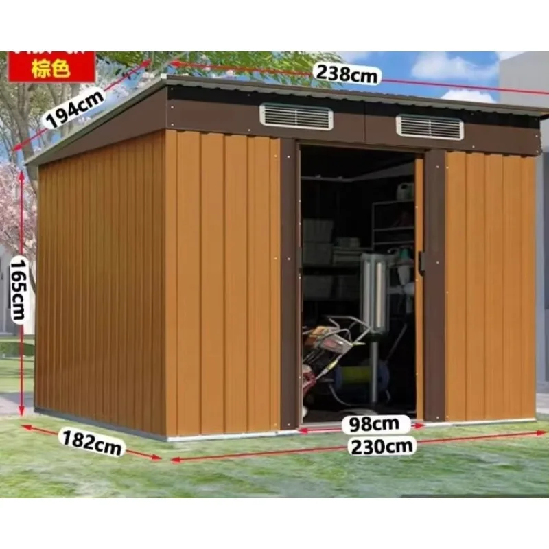 Outdoor Metal Garden Shed with Waterproof Steel Frame Easy Assembly Nature Type Storage Unit for Tool Room Pressure Treated Wood
