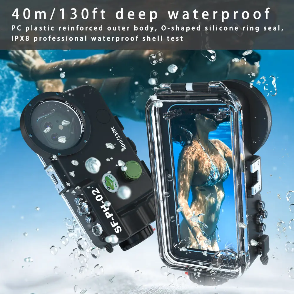 Seafrogs 40Meter Waterproof Bluetooth General Mobile Phone Housing  For Iphone 14/12/13 Series DivingCase