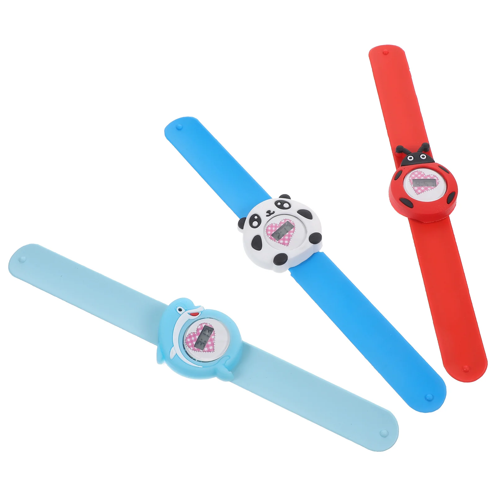 3 szt. Silikonowe zegarki elektroniczne z kreskówkowymi wzorami, przezroczyste, z arabskimi cyframi, urocze zegarki do klepania dla uczniów