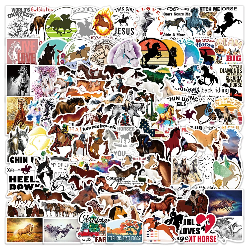 

10/50/100PCS Cartoon Horsemanship Stickers Horse Helmet Luggage Notebook Laptop Phone Guitar Skateboard Decals Graffiti Sticker