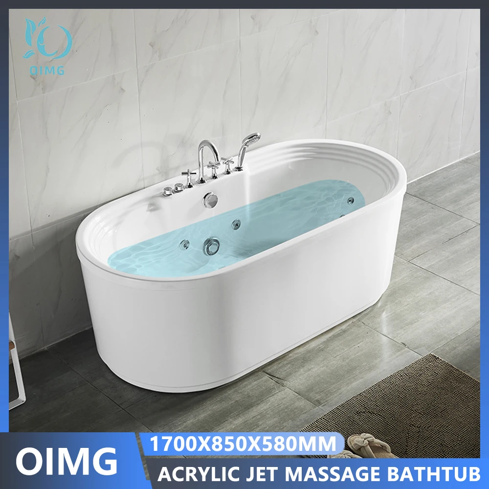 Soaking massage bathtub high quality acrylic stylish massage bathtub home pure white simple mobile spa shower set