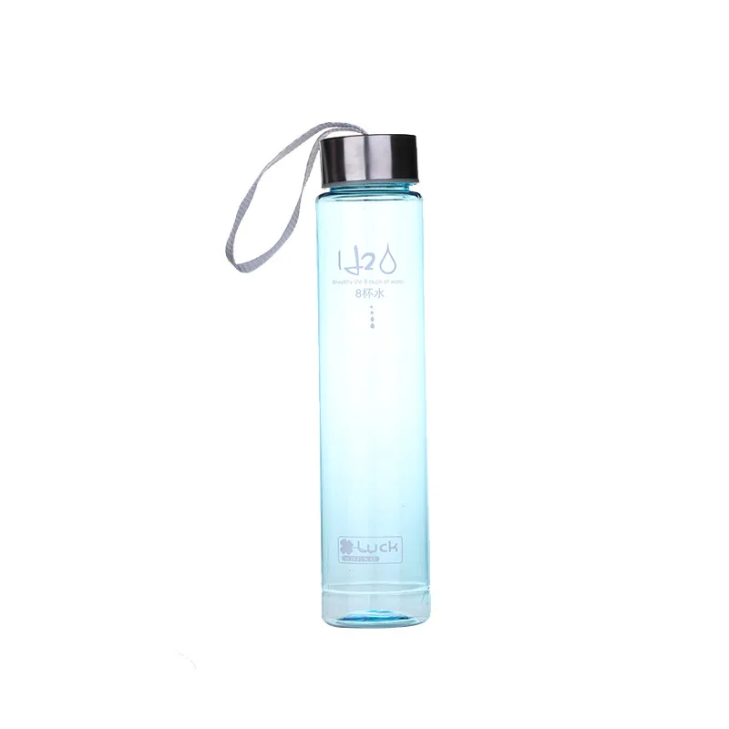 Garrafa de água portátil à prova de vazamento, criativa, colorida, esportiva, inquebrável, plástico, suco de limão, armazenamento de bebidas