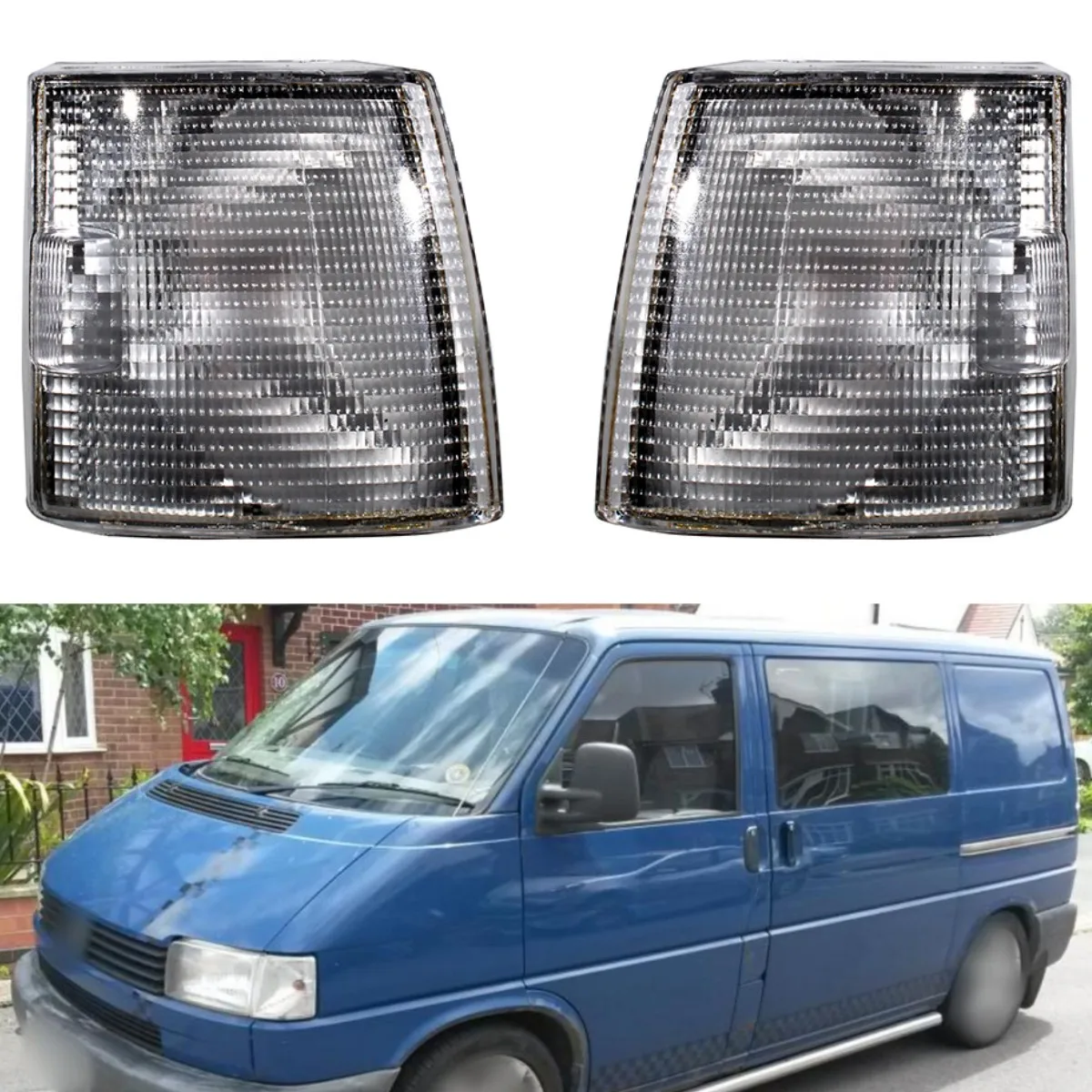 

For VW T4 1995 1996 1997 1998 1999 2000 2001 2002 2003 Pair Left & Right Side White Turn Signal Corner Light Without Bulbs