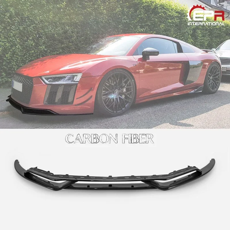 For Audi R8 Type Body Kit Tuning Carbon Front Bumper Lip Trim 4S CRS Style Carbon Fiber Front Lip 4pcs  For R8 Racing Part