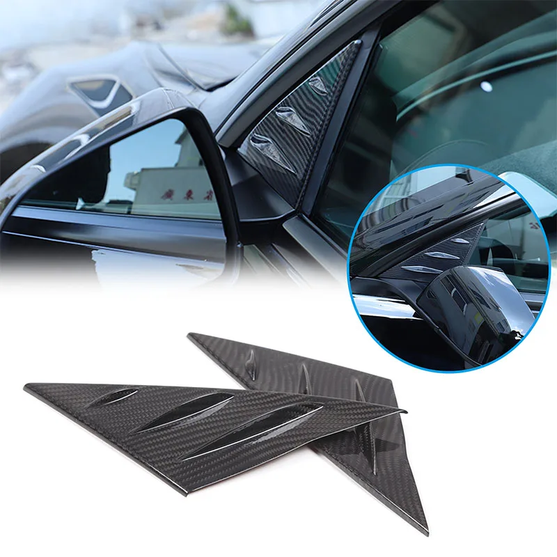 

For Tesla Model 3 2023+ real carbon fiber car styling car A-pillar triangle decorative cover sticker car protection accessories