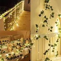 2M Green Leaf String Lights Artificial Ivy Vine Fairy Light Wedding Party Supplies Decoration Home Room Decor Wall Plant Wreath 4