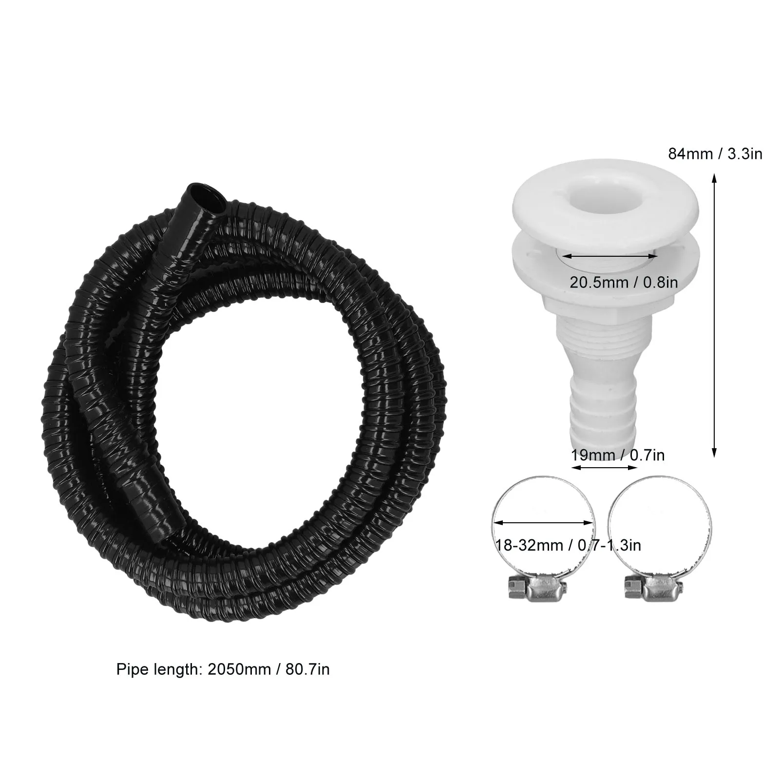 3/4 Inch Bilge Plumbing Kit 3/4 Inch Bilge Pump Installation Kit Leakproof 6.7ft Hose for Bilge Pumps with 3/4 Inch Outlet Black