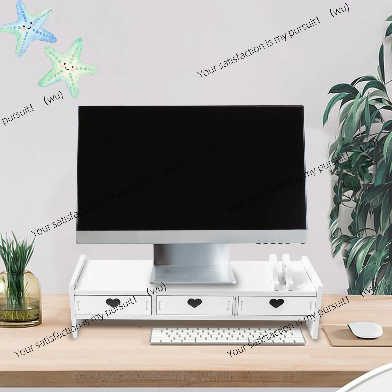 Computer monitor heightening rack with drawers, suitable for desktop storage and finishing