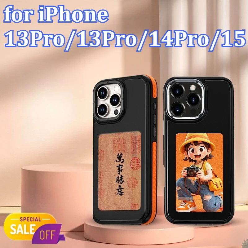 

DIY Ink Screen Phone Case for iPhone 13Pro/13Pro/14Pro/15 4-Color Ink Wireless Cast Smart Display Cover