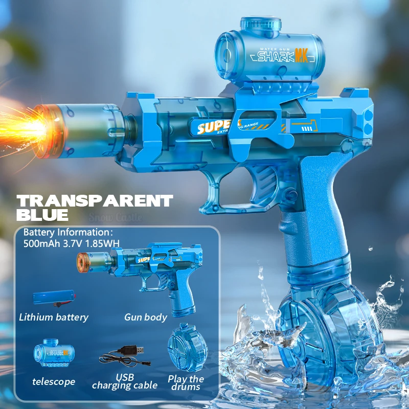 Pistola De Agua Eléctrica Con Luces LED – Recargable, Automática Y Con Alcance Prolongado Para Adultos Y Niños