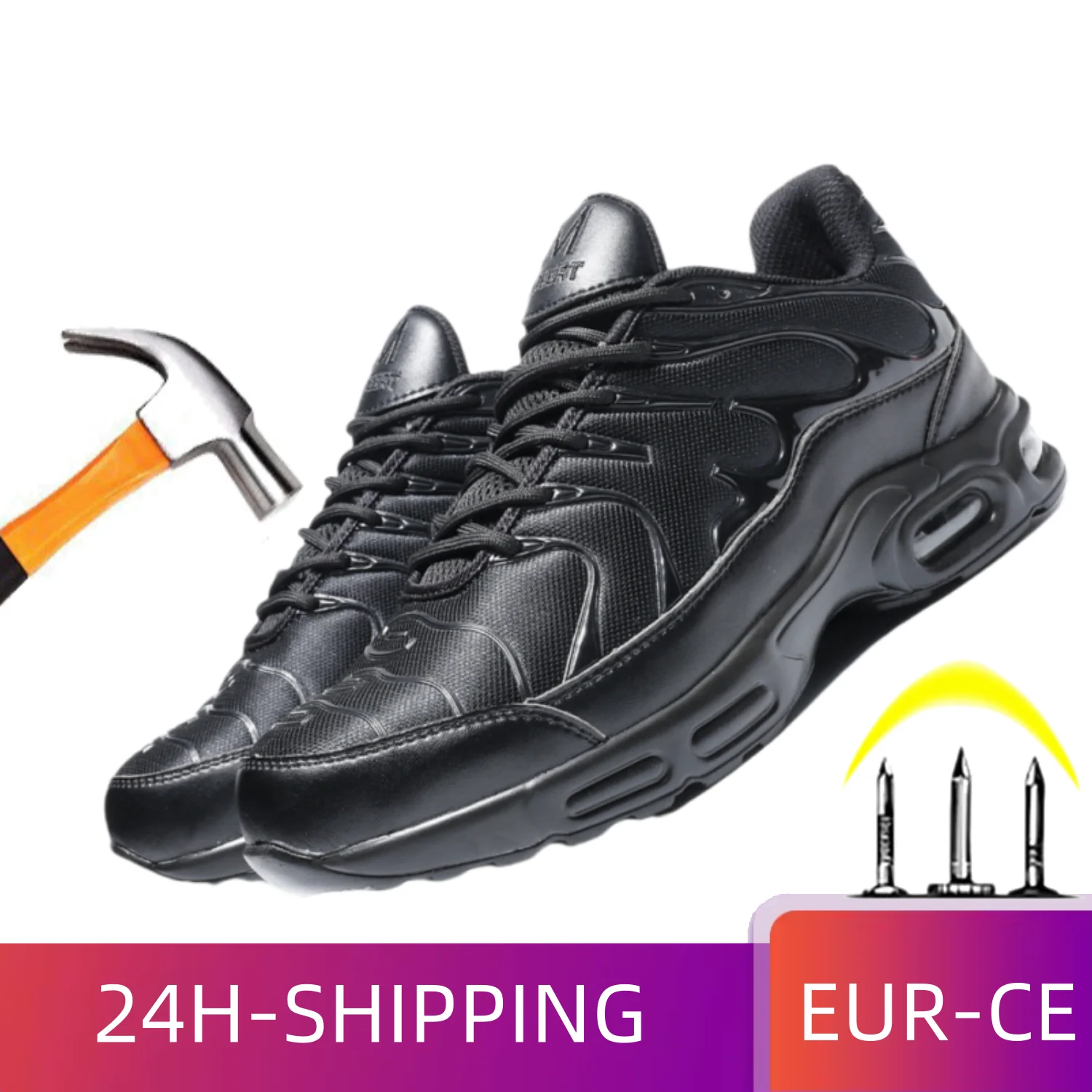 

Мужская защитная обувь со стальным носком, противопрокольные, противоскользящие, нескользящие, промышленные рабочие ботинки, легкая новая рабочая защитная обувь CE