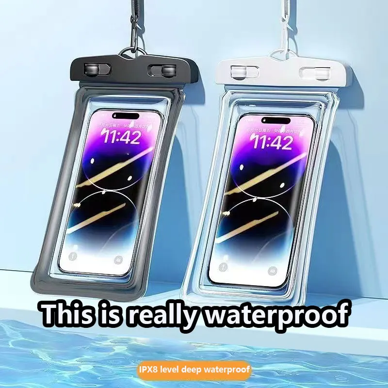 Floating Airbag Waterproof Cover Phone Case Touch Screen Outdoor Swimming Bag Lanyard Sealed Bag Under 7.0 inches For Swimming - view 4