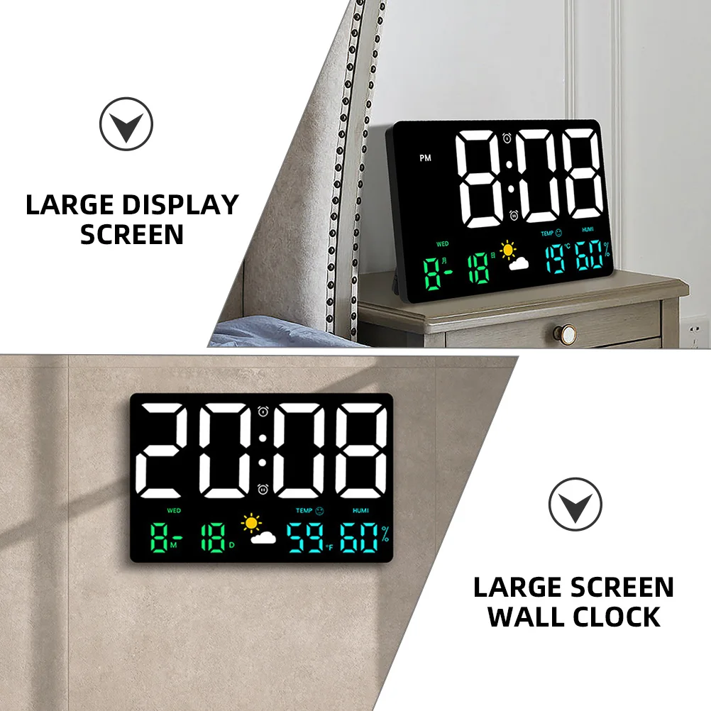 

Large Digital Wall Led Large Display Temperature Humidity Clock Weather Alarm Calendar Countdown For Office Bedroom