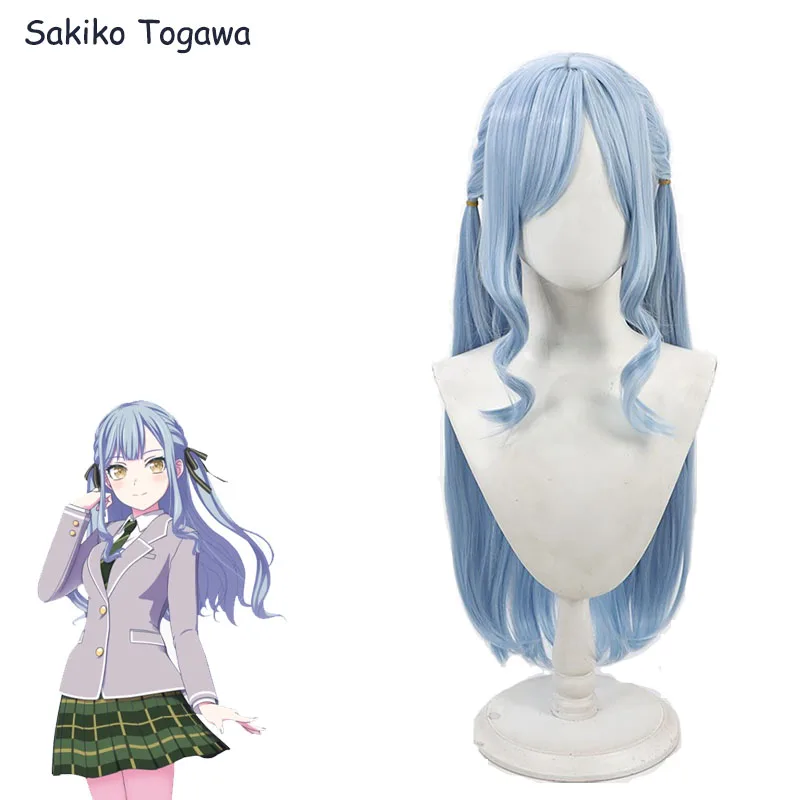 

Anime Togawa Sakiko Cosplay Wig Long Silver Blue Heat Resistant Synthetic Hair