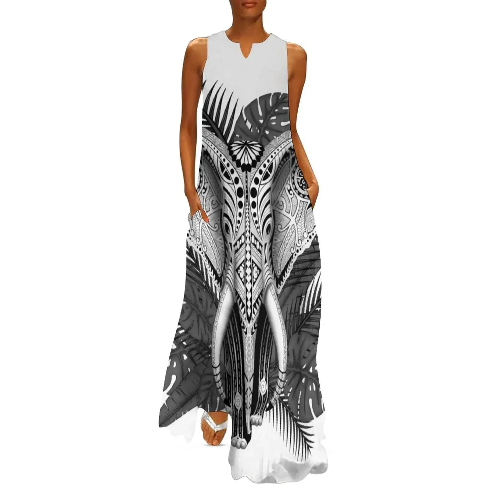 

Elephant tribal maori Long Dress Women's long dress cocktail dresses Long dress woman Female clothing