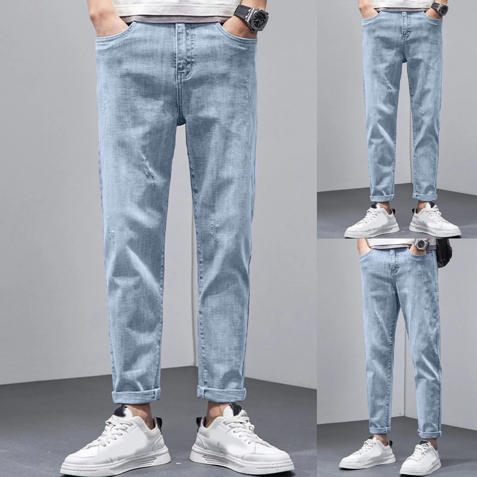 Mens Autumn Winter Casual Pant Sports Pants With Pocket Fashion Jeans Nine Points Pants Men's 511 Slim Fit Jean