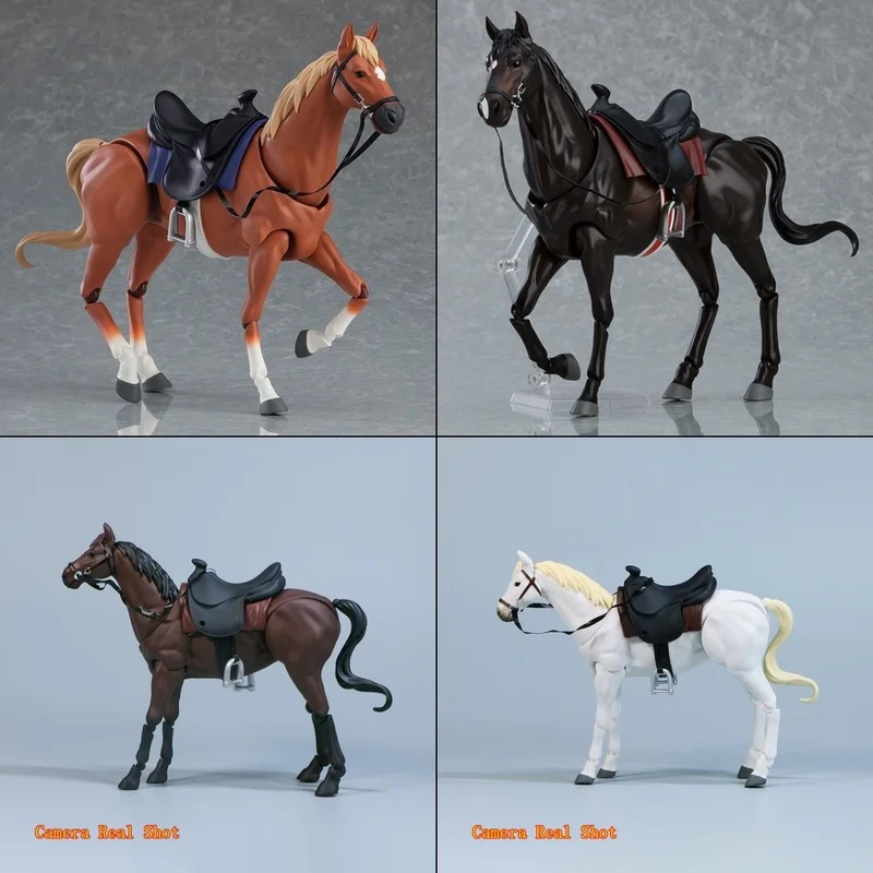 

16cm Animal Figurines Brown White and Black Horse Collectible Action Figures Cosplay Display Models Desktop Decorations Gift