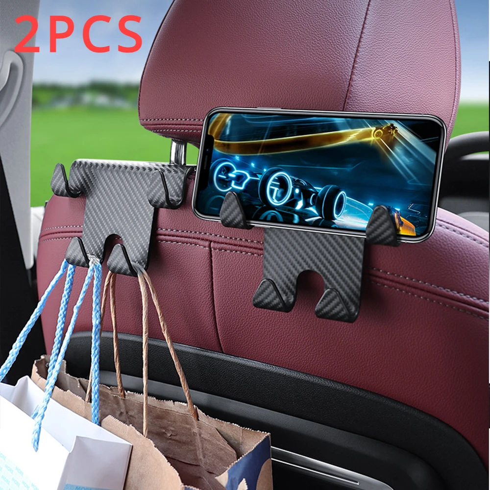 2pcs Universal Car Seat Headrest Hook Pack Hanger Storage Organizer car storage for Handbag Purse Coat Fit Universal Vehicle