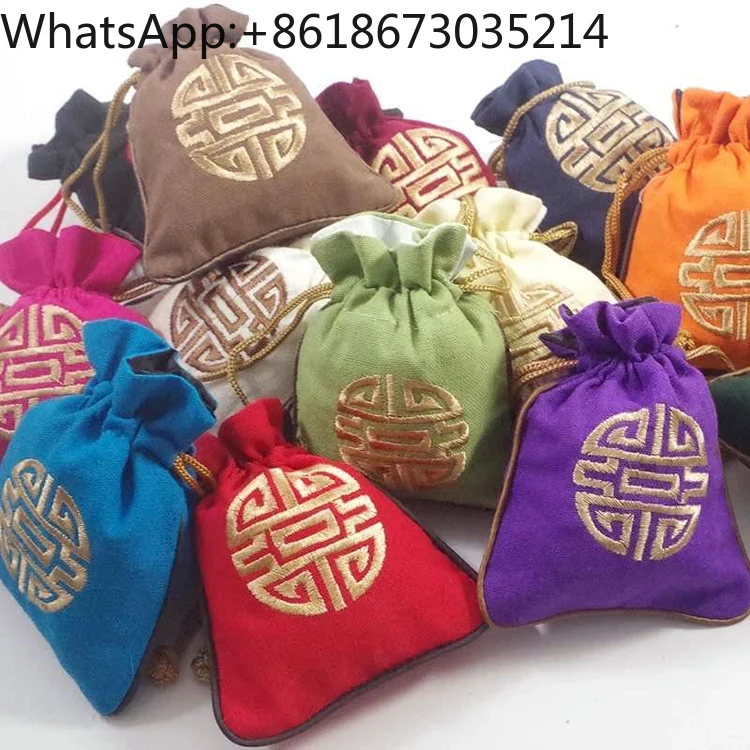 10   PCS  Chinese style embroidered linen bag 11*9 linen bag with special features.