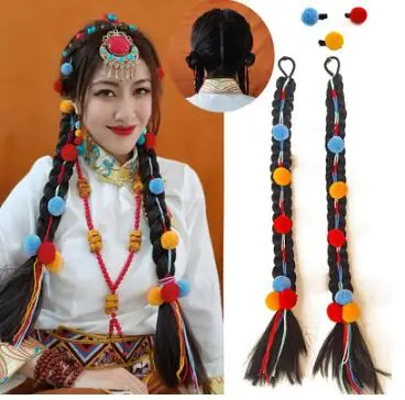 

Chinese Tibetan National Style Colorful Wig Braid Fried Dough Twists Braid