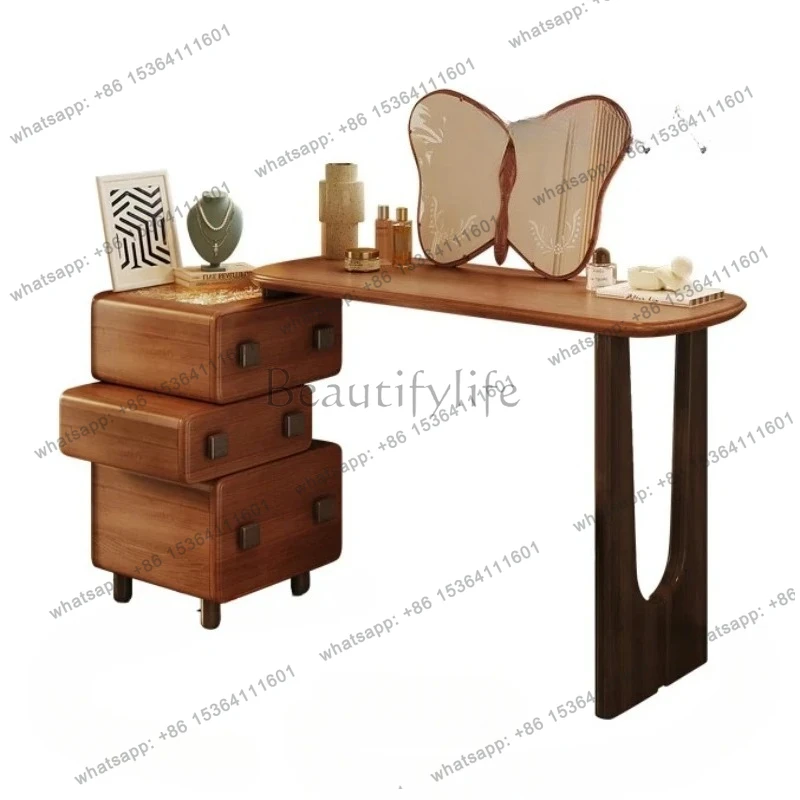 

French medieval bay window retractable dresser bedroom solid wood makeup table bedside chest