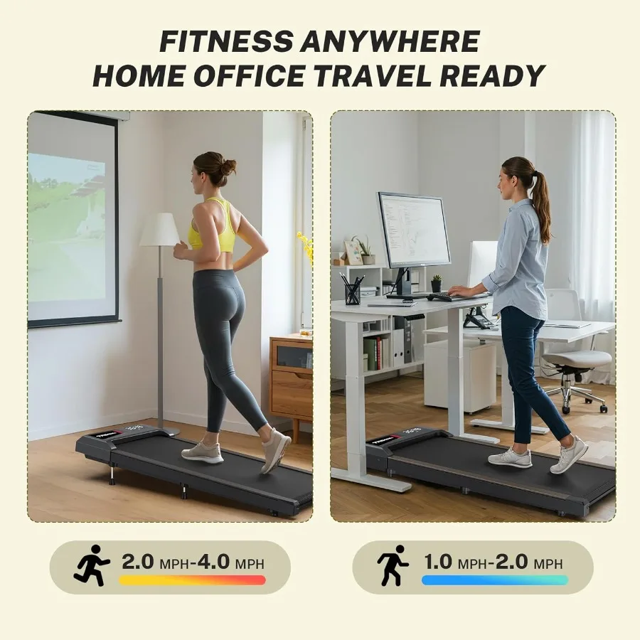 جهاز مشي مع 10 انحدار مائلة وسعة 265 رطل 2.5 حصان قائم هادئ تحت المكتب والمشي والركض والجري