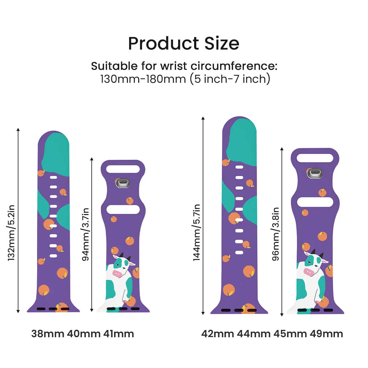 Happy Mow Cow  Watch Band Sport Compatible with Apple Watch Bands Design Prints Soft Silicone Laser Strap