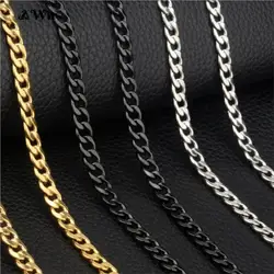 AWit Men's Cuban Link Chain Necklace Stainless Steel Black Gold Color Male Choker colar Jewelry Gifts for Him