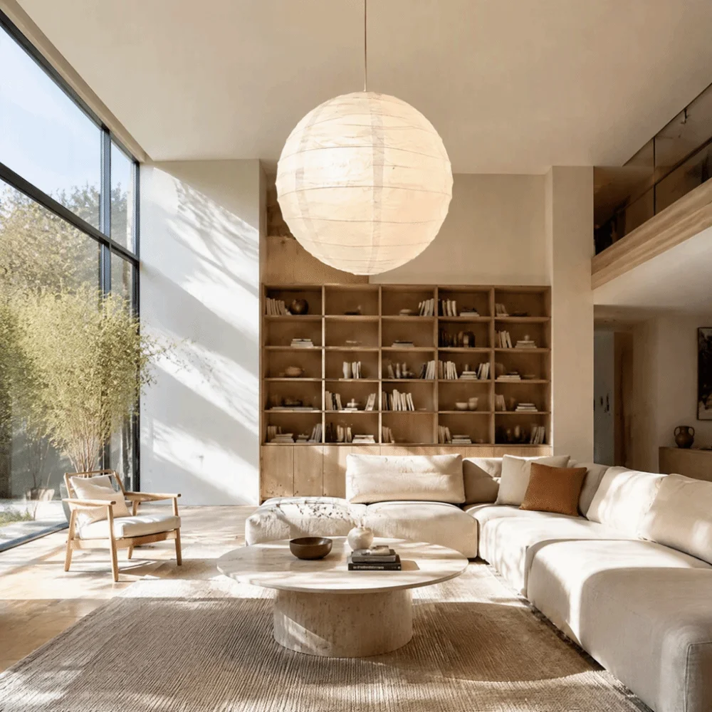 Spherical Paper Lantern Large Round Irregular Shape Rice Paper Lamp LED Compatible Warm Atmosphere Lampshade Home Decor