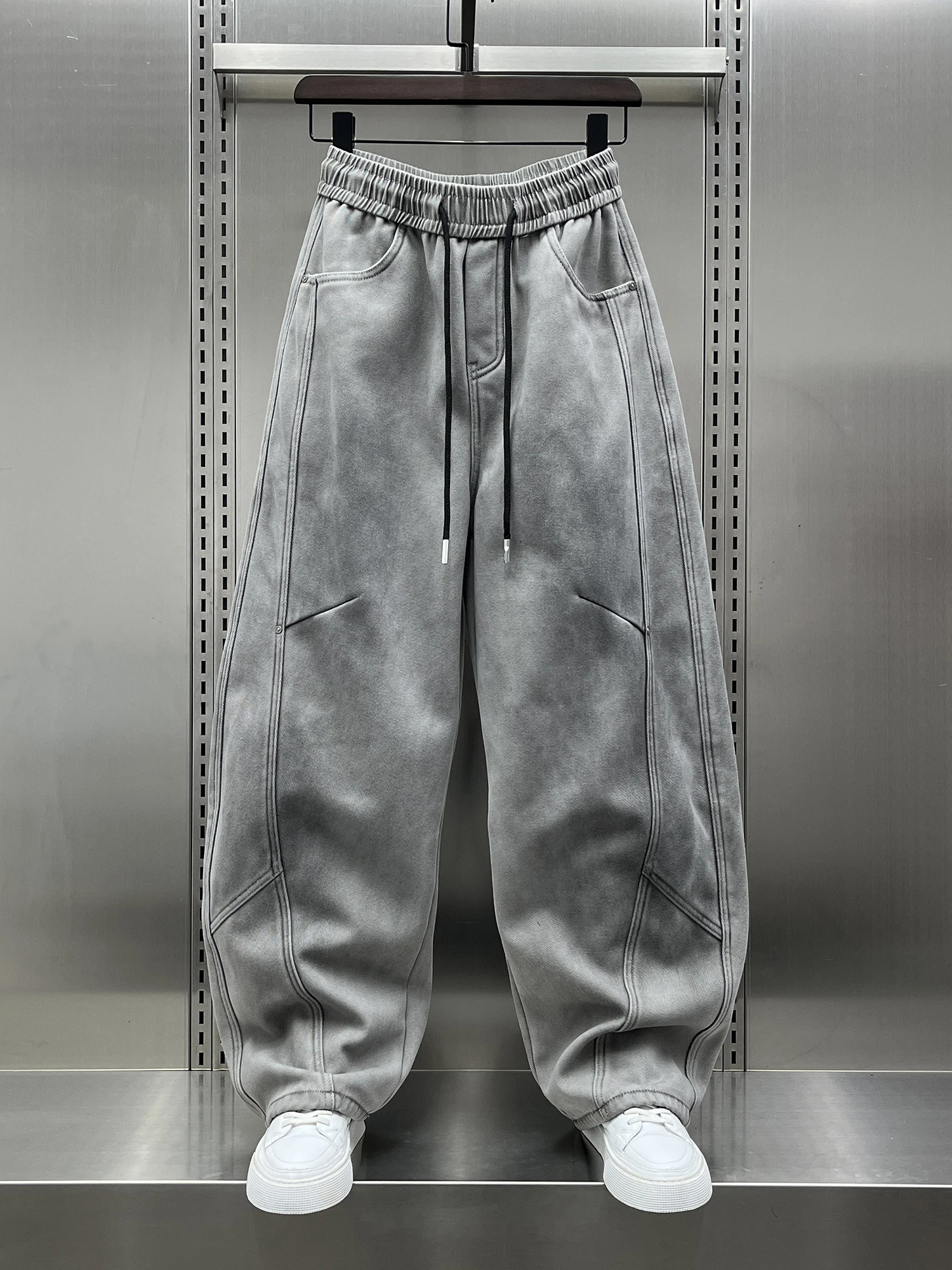 

Retro American Fce Lined Men's Straight Leg Jeans Winter 2025 Faion Loose Fit Waed out Casual Pants Trendy Brand