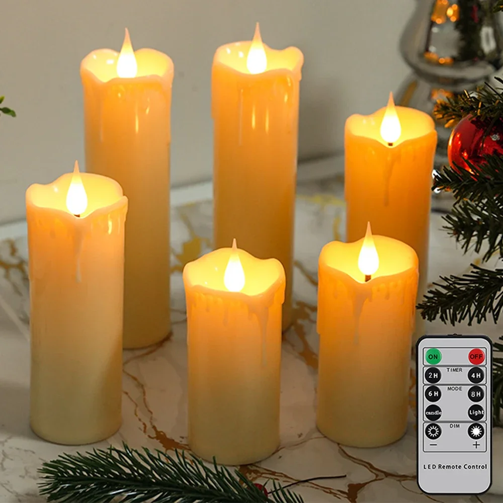 3/6/9pcs LED Candles withTimer Remote Window Lamp Flameless Tea Light Flickering Battery Operated Christmas Decorative Candles